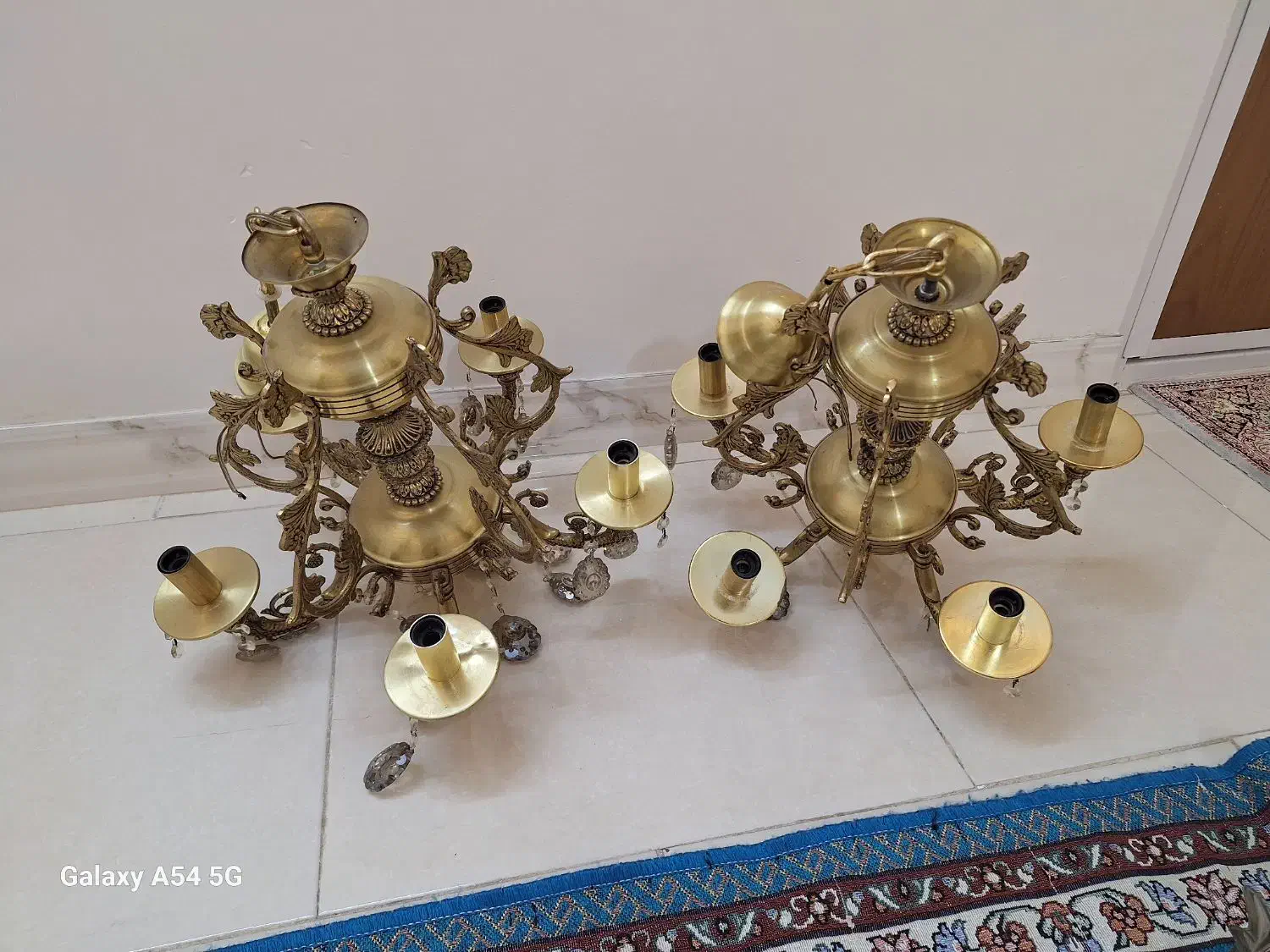 لوستر ۵ شاخه برنجی جفت|لوستر و چراغ آویز|تهران, علی‌آباد|دیوار