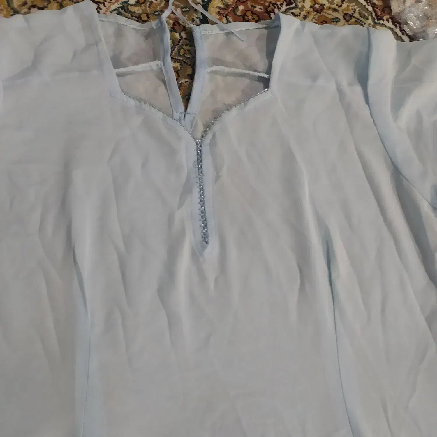 لباس مجلسی تمام منجوق با زیره حریرو نخی وشال همرنگ|لباس|سلماس, |دیوار