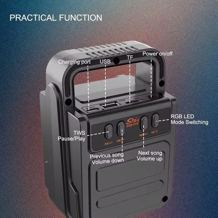 اسپیکر قابل حمل Sinar مدل ZQS-1372 رادیو دار|پخش‌کننده همراه|همدان, |دیوار
