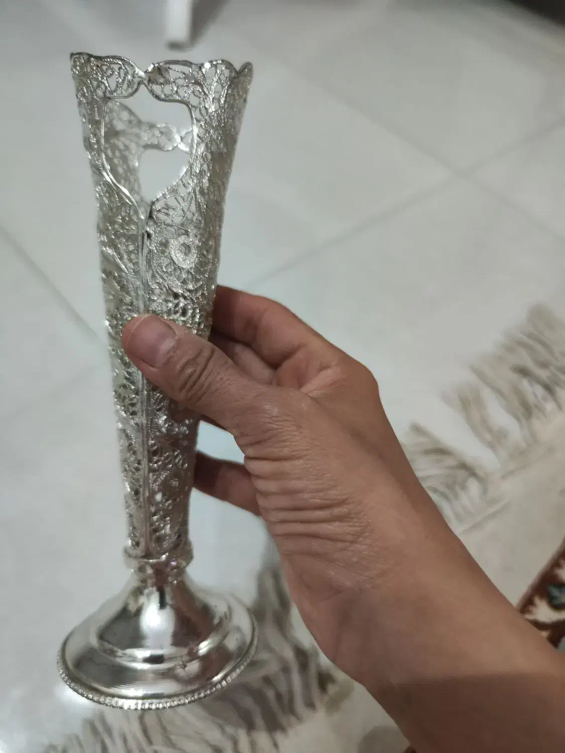 گلدان ملیله . شاخه گل نقره|صنایع دستی و سایر لوازم تزئینی|تهران, سازمان برنامه شمالی|دیوار