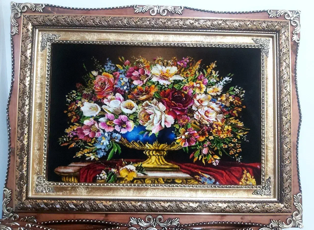 تابلو گل میخک کد32 دستبافت و ابریشم دار|تابلو فرش|تبریز, |دیوار