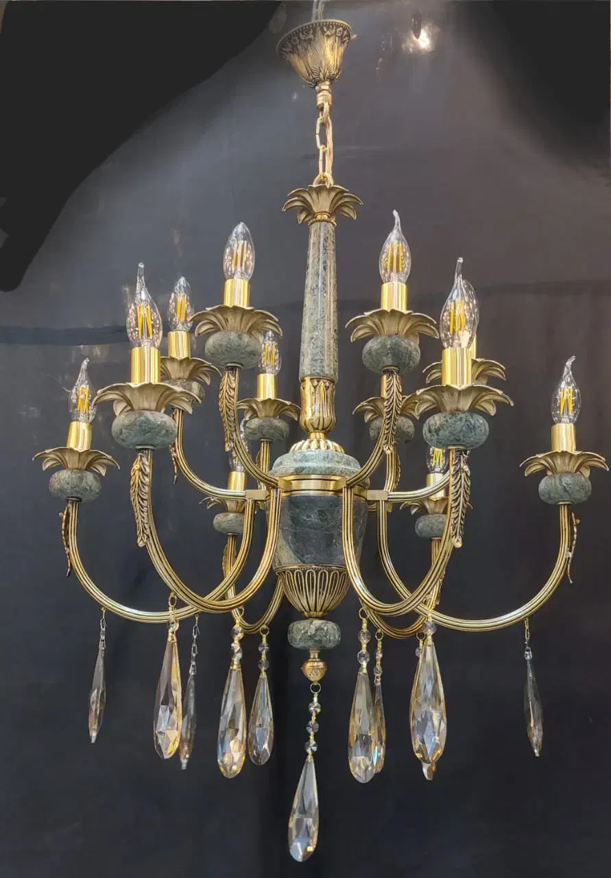 تولیدی رستمی .لوستر ترکیبی سنگ طبیعی و برنز|لوستر و چراغ آویز|نظرآباد, نظرآباد|دیوار