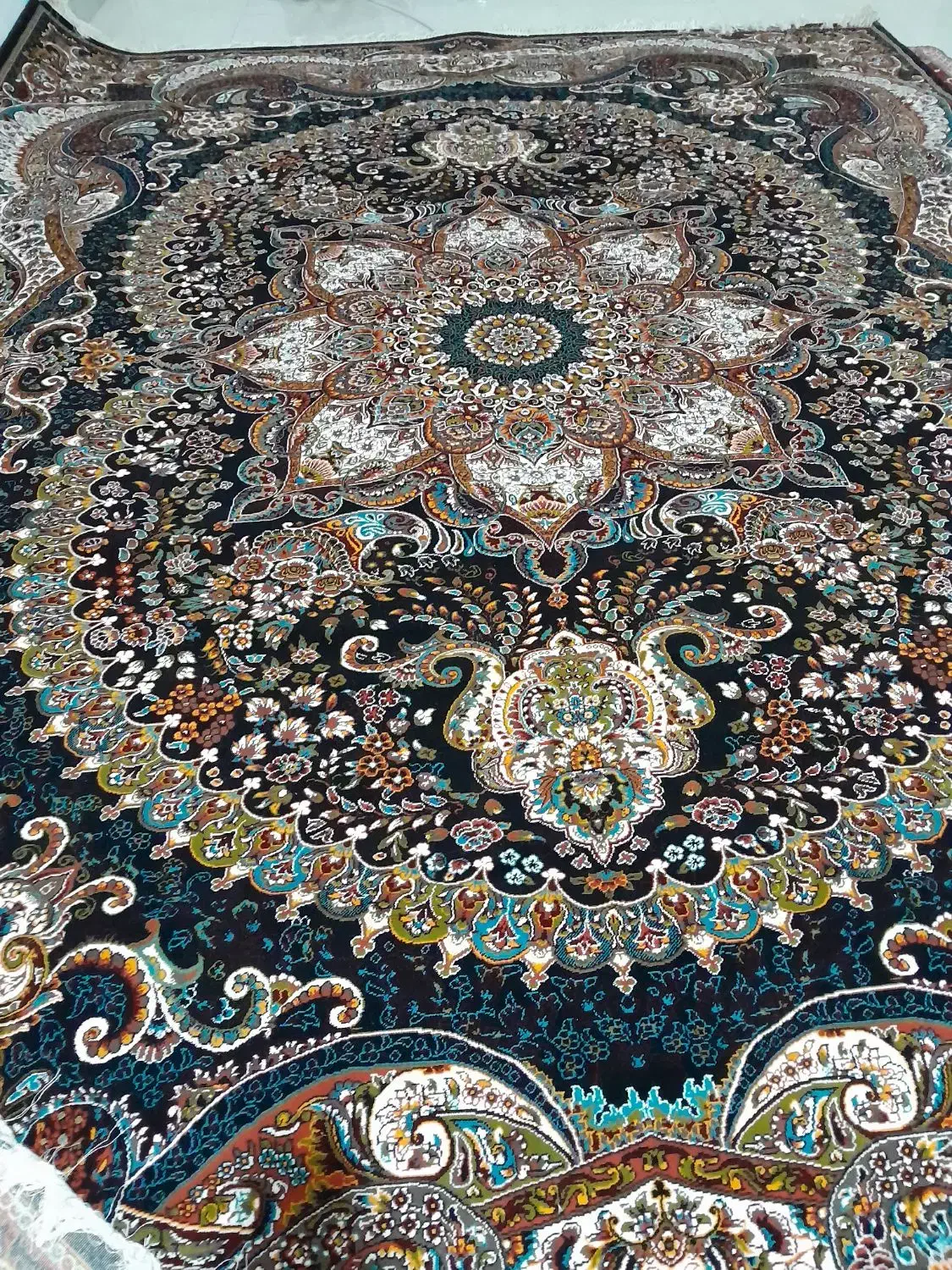 فرش چیچک سرمه ای|فرش|کوهدشت, |دیوار