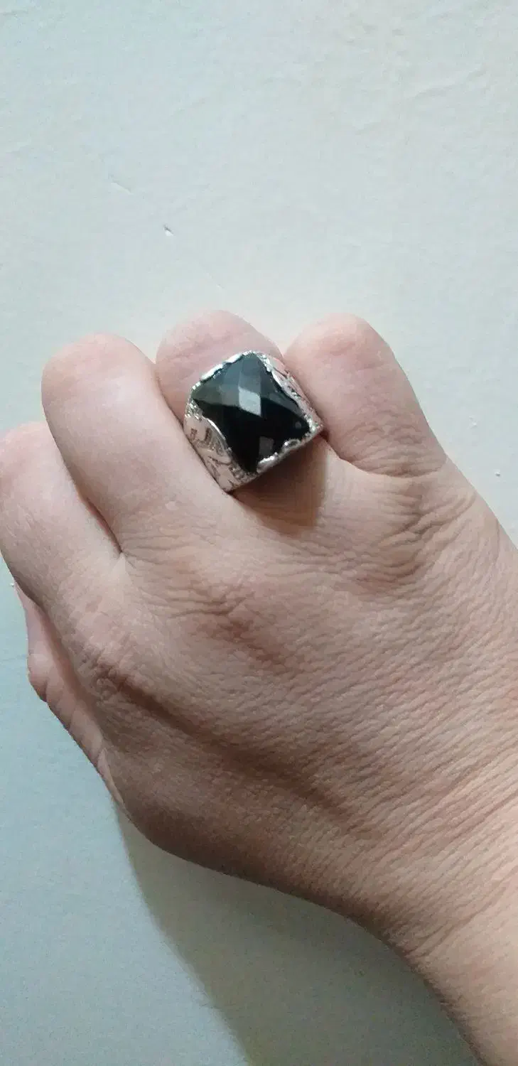 انگشتر نقره  مردانه نگین مشکی|جواهرات|ارومیه, |دیوار