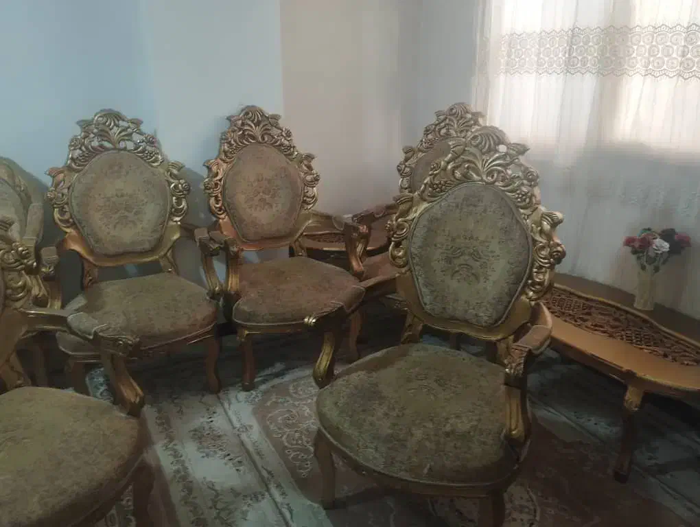 مبلمان 9 نفره سلطنتی چوب گردو|مبلمان خانگی و میز عسلی|رباطکریم, رباطکریم|دیوار