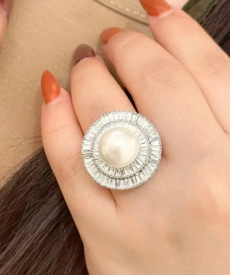 انگشتر جواهر تمام نقره مدل مروارید پرورشی سلطنتی|بدلیجات|تبریز, |دیوار