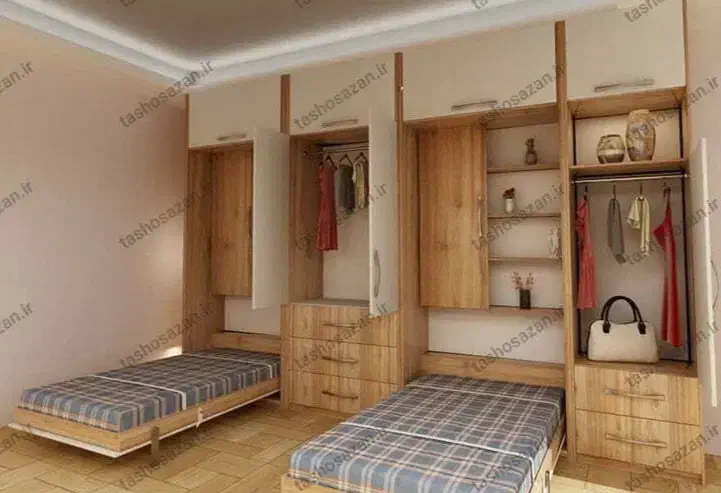 طراحی و ساخت تخت تاشو دو و یک نفره|تخت و سرویس خواب|اراک, |دیوار