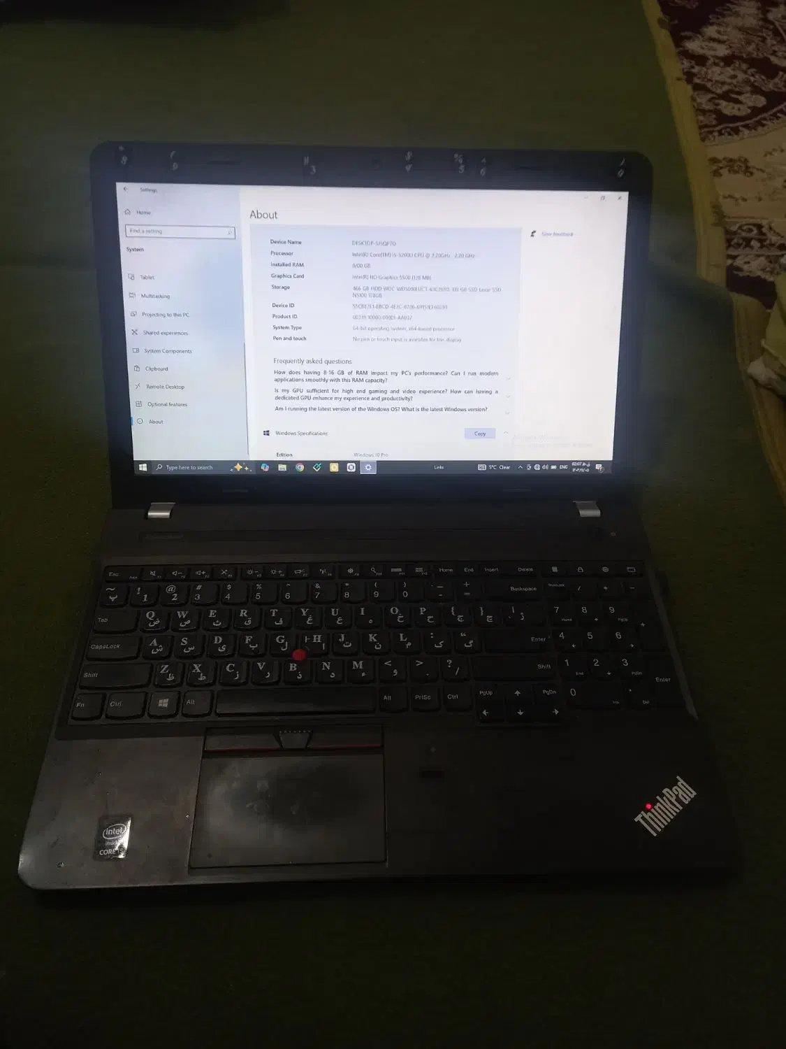 لپ تاپ لنوا رم 8 نسل۵|رایانه همراه|کوهدشت, |دیوار