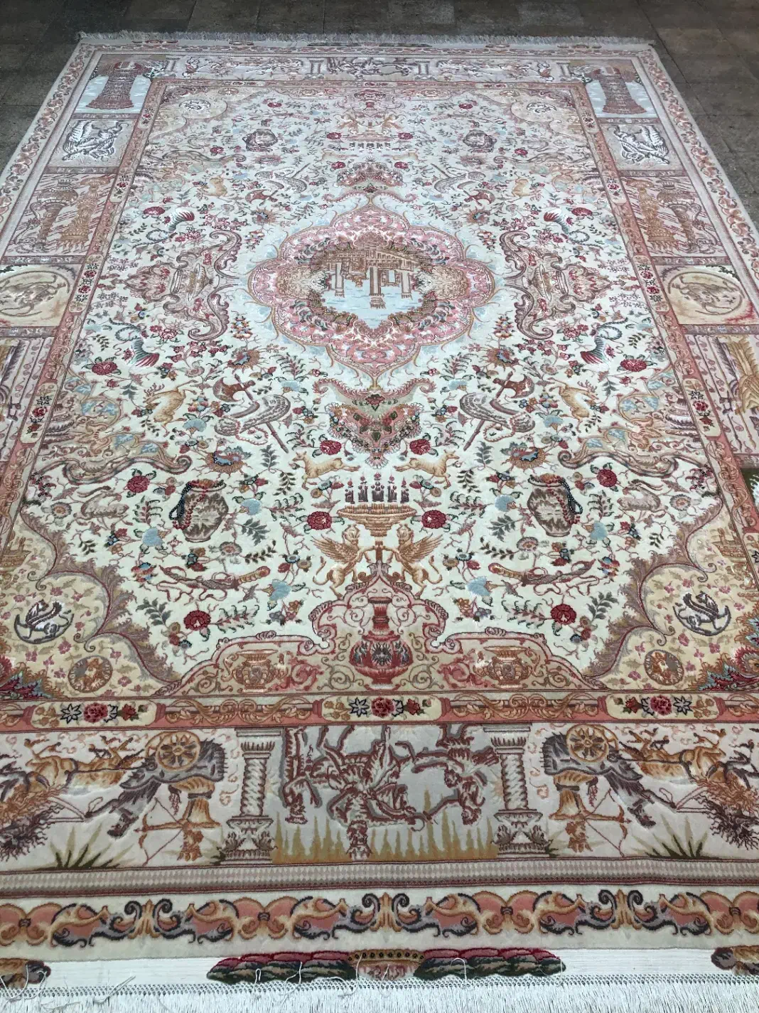 (فرش فرزین)۹متری نقشه نامی ۵۵رج، چله ابریشم،درحدنو|فرش|تبریز, |دیوار