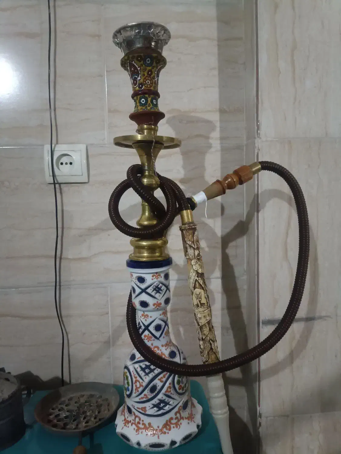 قلیون برنجی با تنگ سه پوست|صنایع دستی و سایر لوازم تزئینی|تهران, ارجمندی راد|دیوار