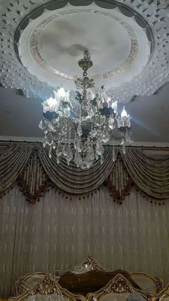 لوستر برنجی ۵ شعله|لوستر و چراغ آویز|گلپایگان, |دیوار