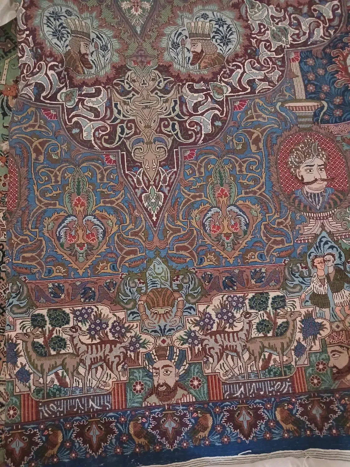 فرش دستباف انتیک نقش مشاهیر|فرش|یزد, |دیوار