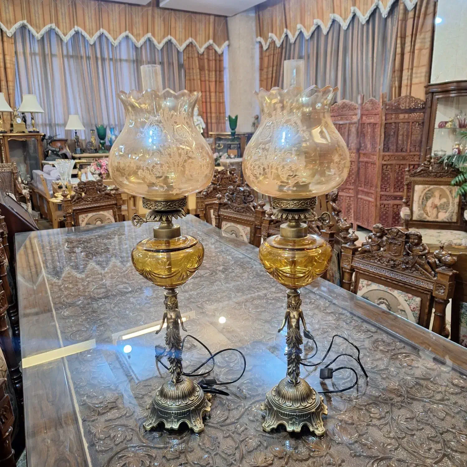 جفت آباژور مجسمه دار نو|چراغ خواب و آباژور|تهران, سوهانک|دیوار