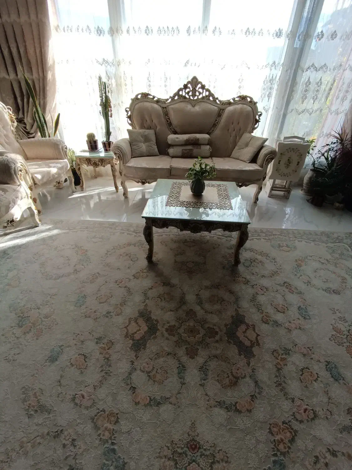 مبل 9نفره استیل چوب راش پارچه نانوبا پرده|مبلمان خانگی و میز عسلی|رویان, |دیوار