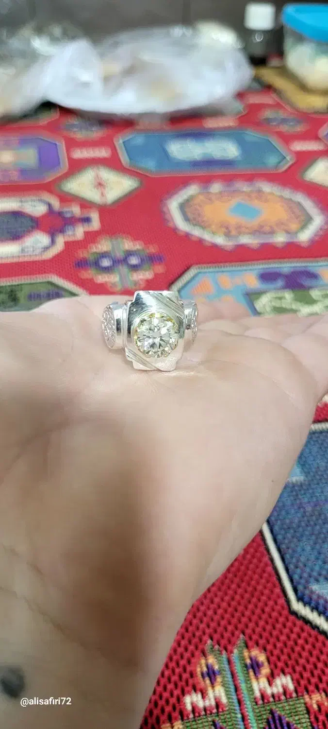 انگشتر موزنایت الماس روسی|جواهرات|گنبد کاووس, |دیوار