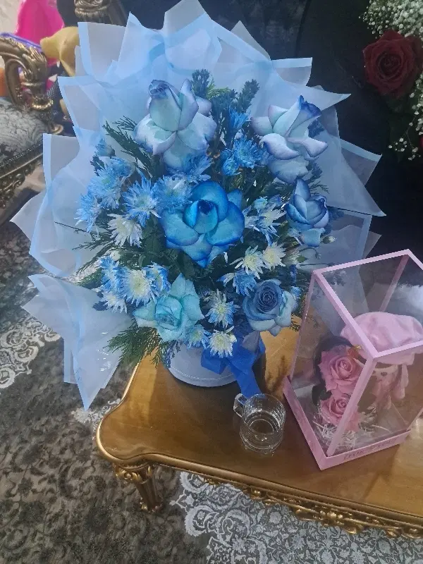 دو دسته گل پایه دار . رز قرمز و رز آبی|گل و گیاه طبیعی|تهران, ابوذر|دیوار