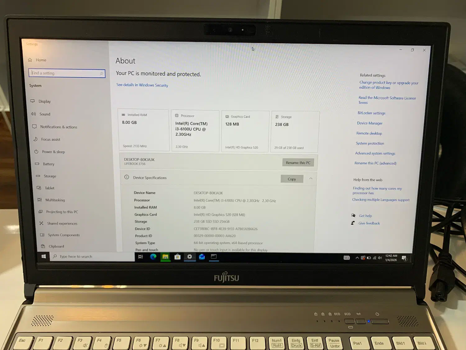 لپ تاپ استوک Fujitsu LifeBook E756|رایانه همراه|اندیشه, اندیشه فاز ۳|دیوار