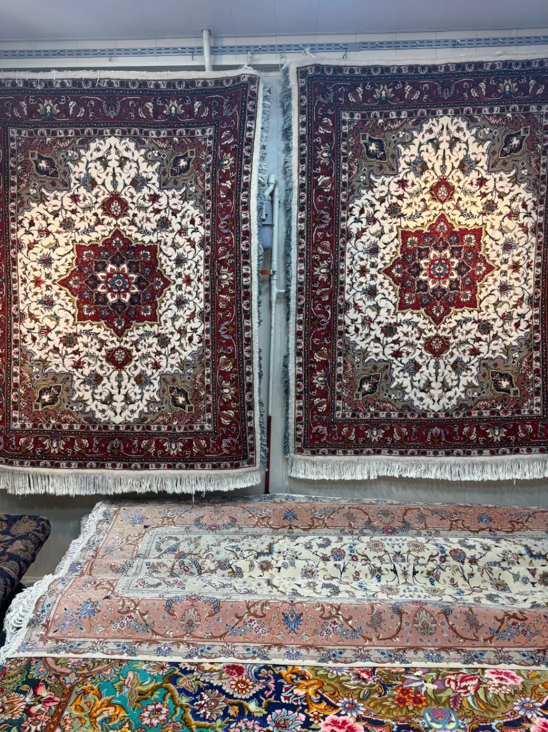 یک جفت قالیچه نو اصفهان نقشه اذرشهر ۲۰۰ در ۱۵۰|فرش|تبریز, |دیوار