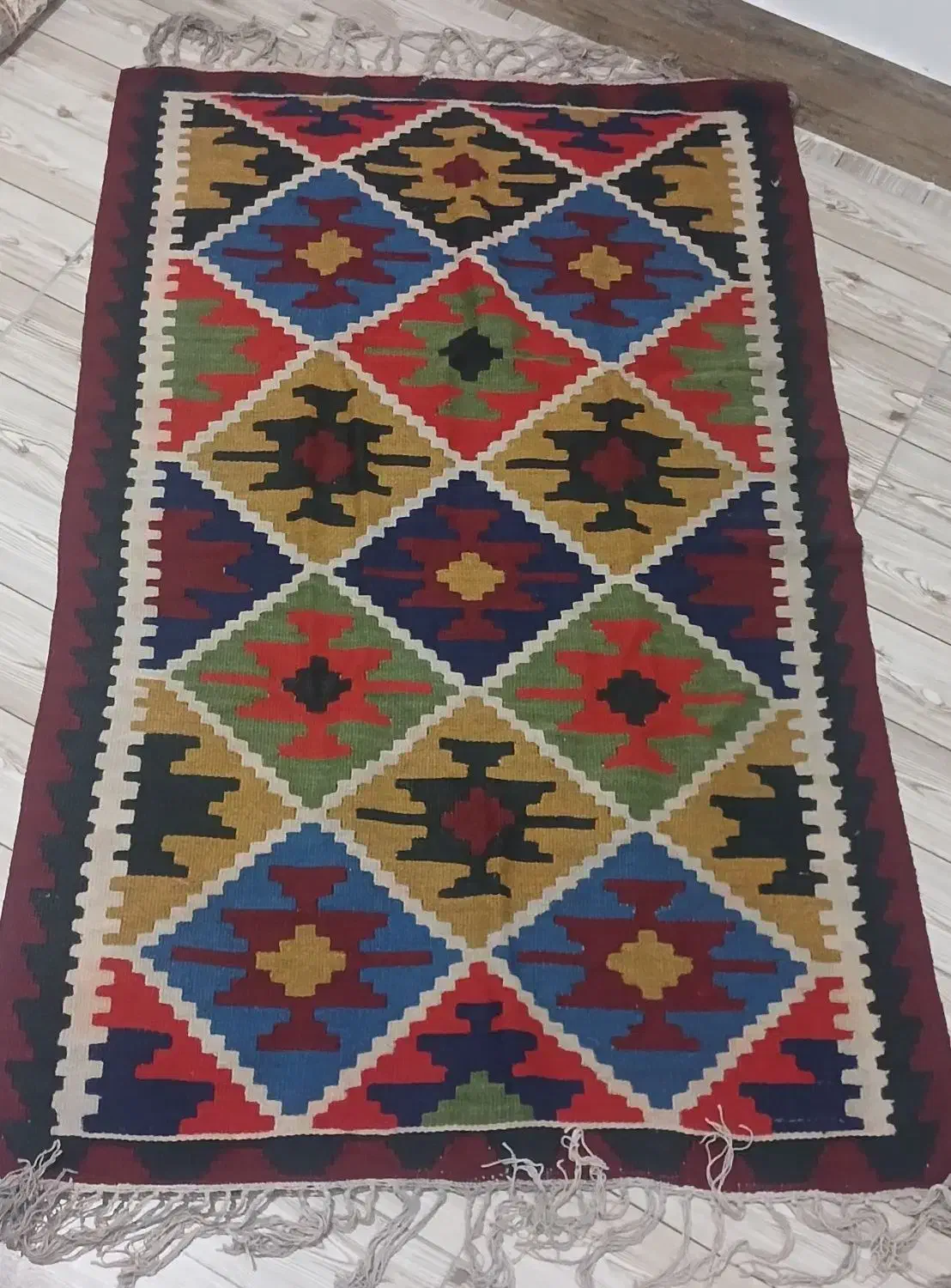 یک جفت گلیم قدیمی با پشم گوسفند|گلیم، جاجیم، گبه|نسیمشهر, |دیوار