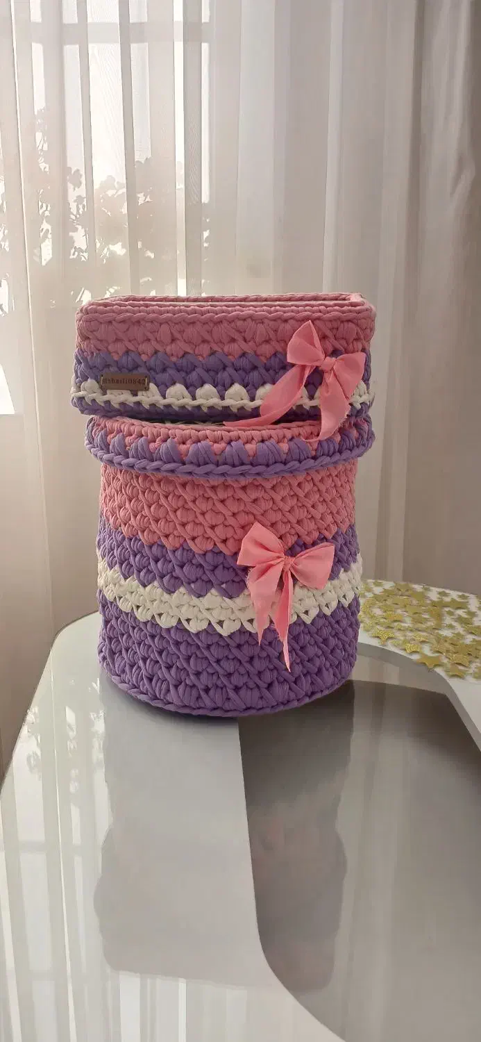 سطل و جادستمالی تریکوبافی|صنایع دستی و سایر لوازم تزئینی|زنجان, |دیوار