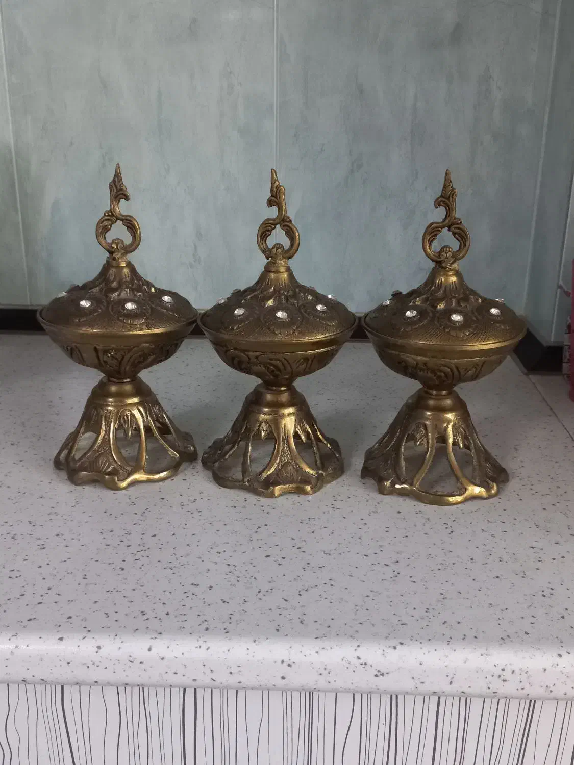 شکلات خوری برنز  و قندان|ظروف سرو و پذیرایی|مشگین شهر, |دیوار