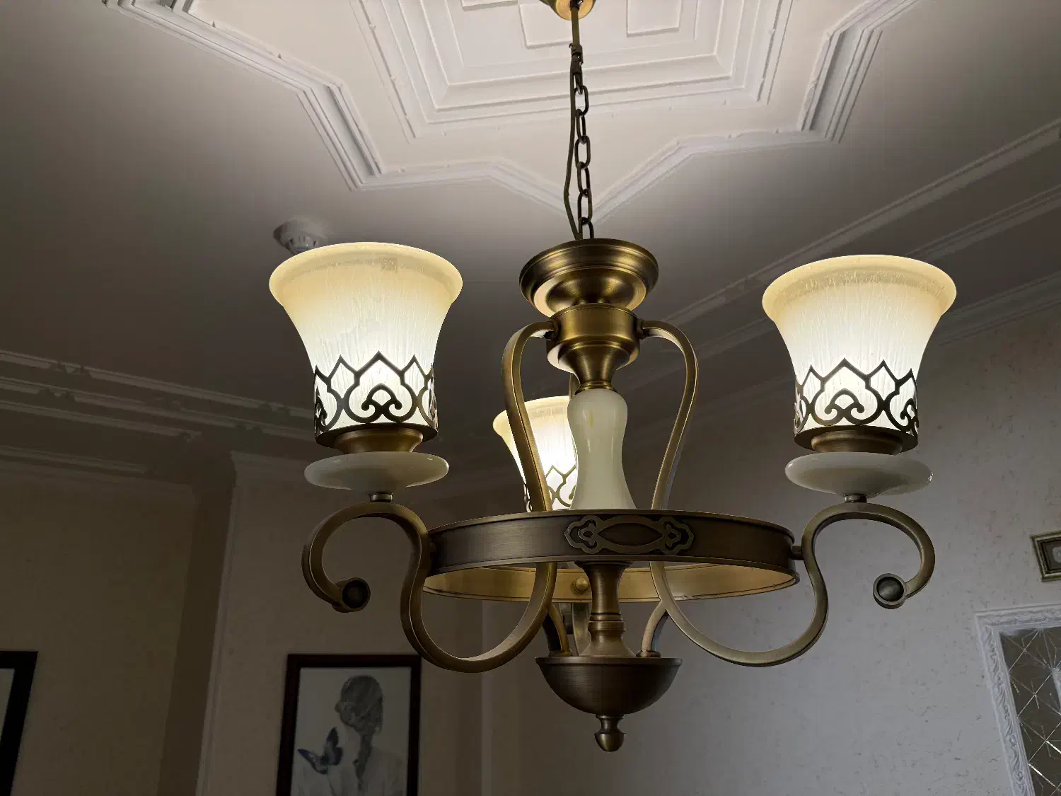 دو عدد لوستر ست لهستانی ۵ شاخه و ۳ شاخه|لوستر و چراغ آویز|یزد, |دیوار