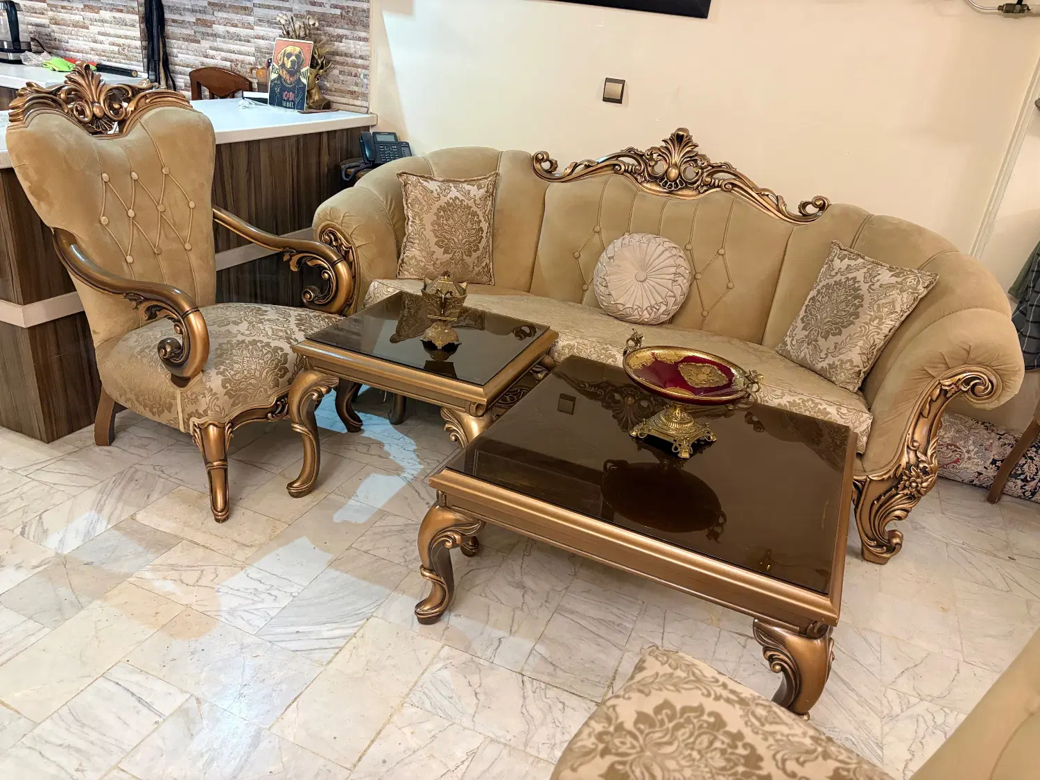 مبلمان استیل ۹ نفره چوب راش بسیار سالم و تمیز|مبلمان خانگی و میز عسلی|تهران, ارامنه|دیوار