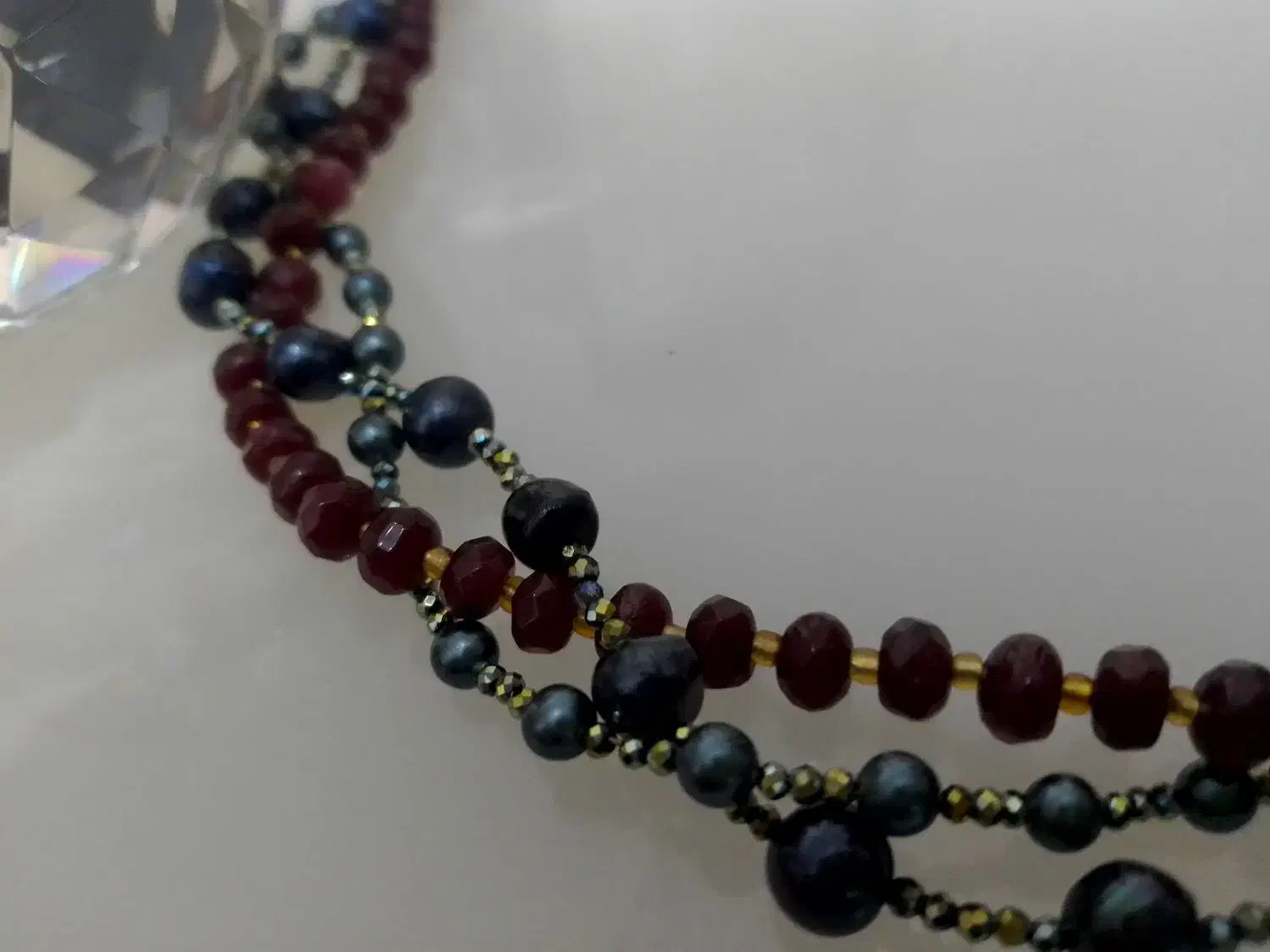 سینه ریز مروارید پرورشی سرمه ای وعقیق هندی|جواهرات|تهران, حکیمیه|دیوار