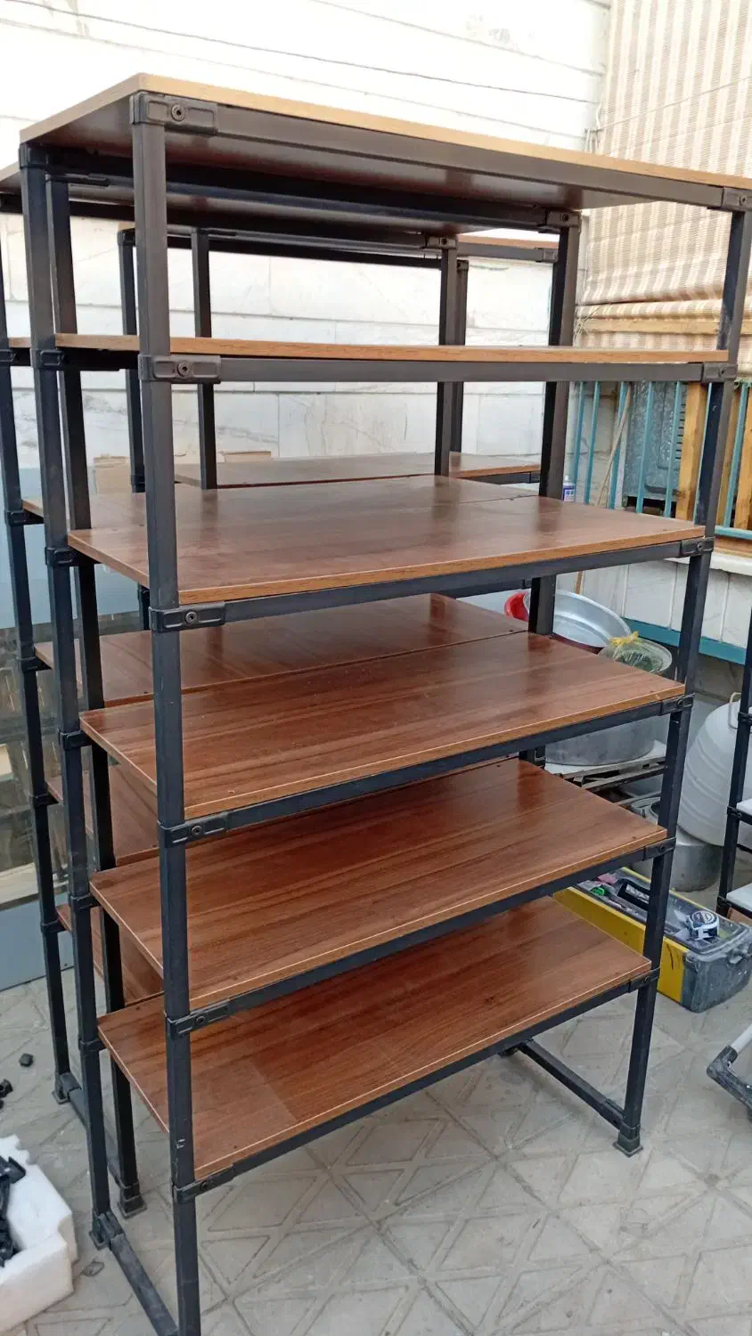 قفسه جاکفشی رگال فلزی میز ویترین دکور شلف چوب|کتابخانه، شلف، قفسههای دیواری|تهران, صادقیه|دیوار