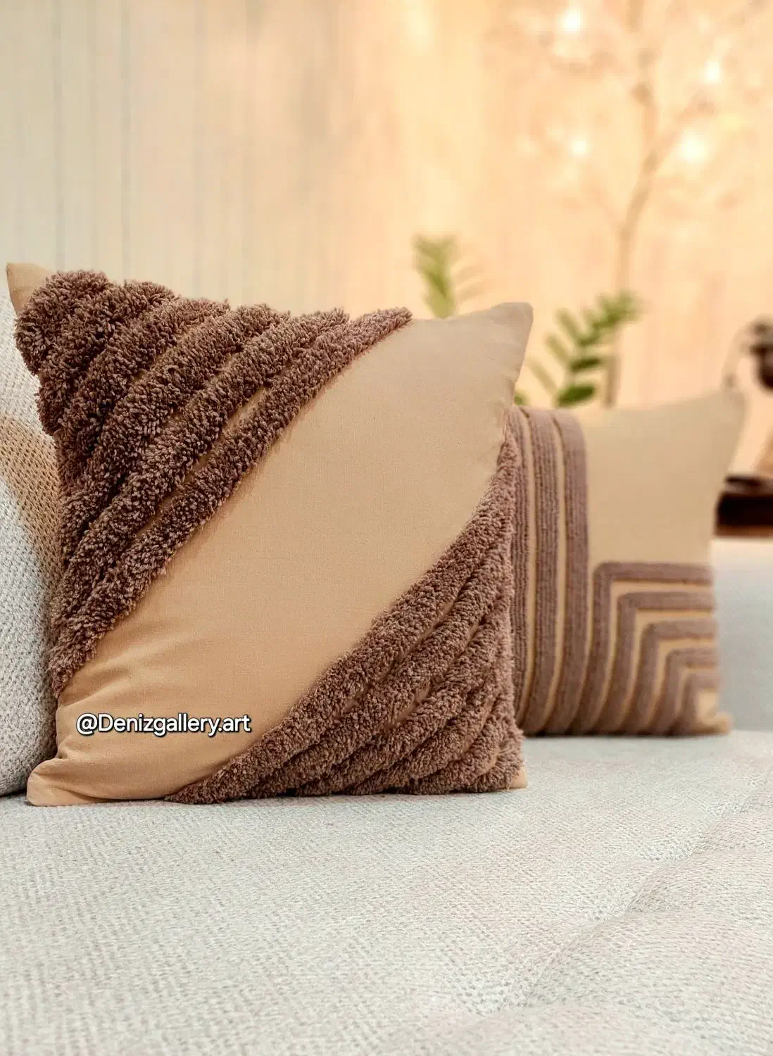 کاور کوسن پانچدوزی و مخملی شده با دست|رختخواب، بالش، پتو|اهواز, گلستان|دیوار