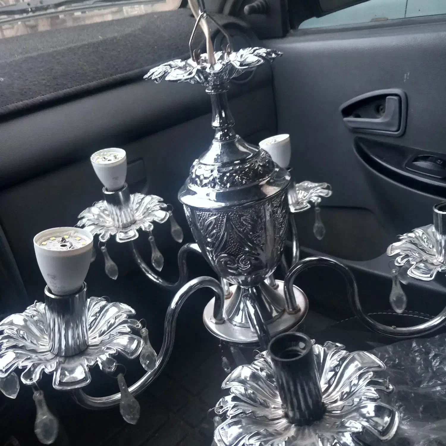 لوستر5شاخه طرح استیل(فلزی)|لوستر و چراغ آویز|کرمانشاه, |دیوار