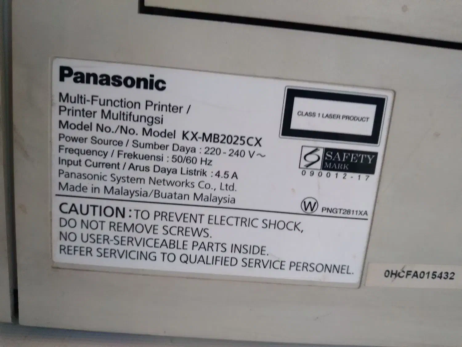 پرینتر چندکاره پاناسونیک مدل Panasonic KX-MB2025CX|پرینتر، اسکنر، کپی، فکس|تهران, چیذر|دیوار