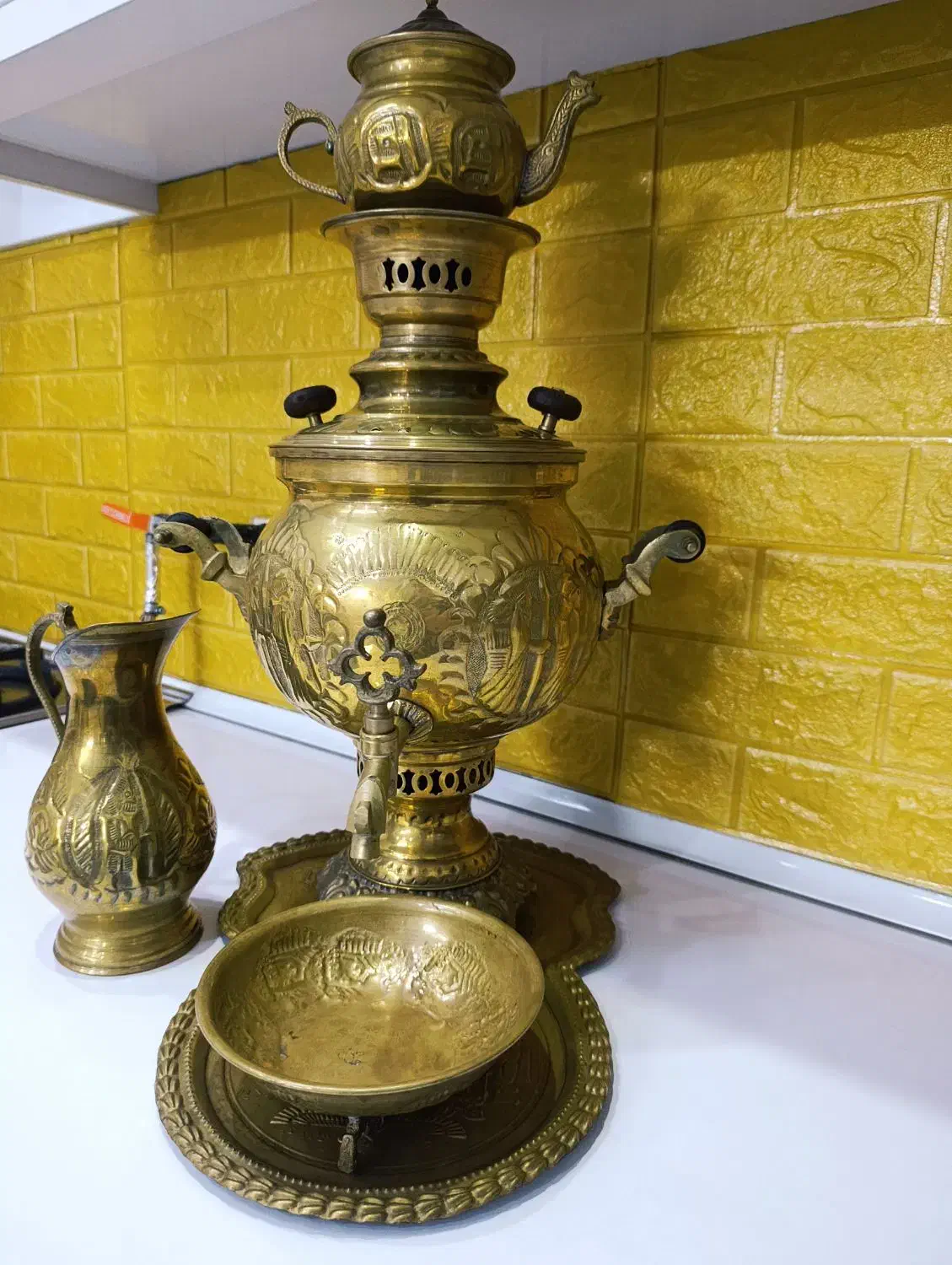 سرویس سماورزغالی در حد نو|کلکسیون اشیاء عتیقه|بهارستان, |دیوار