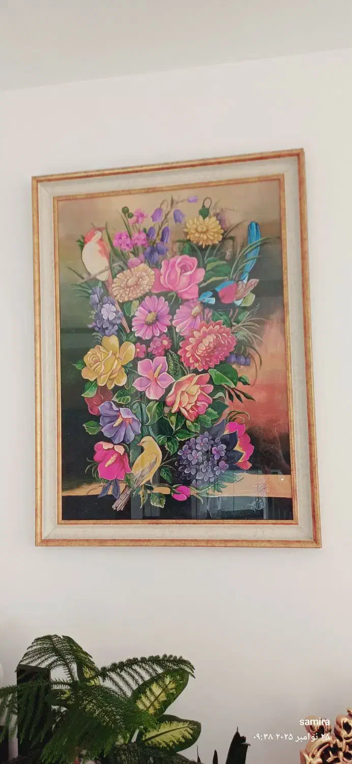 نقاشی گل ومرغ فروش فوری.۱۰۰در۷۰|تابلو، نقاشی، عکس|گلبهار, شهر جدید گلبهار|دیوار