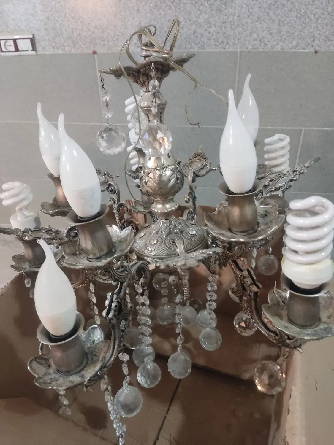 دو عدد لوستر برنزه سنگین ۱۰ شعله|لوستر و چراغ آویز|سلماس, |دیوار