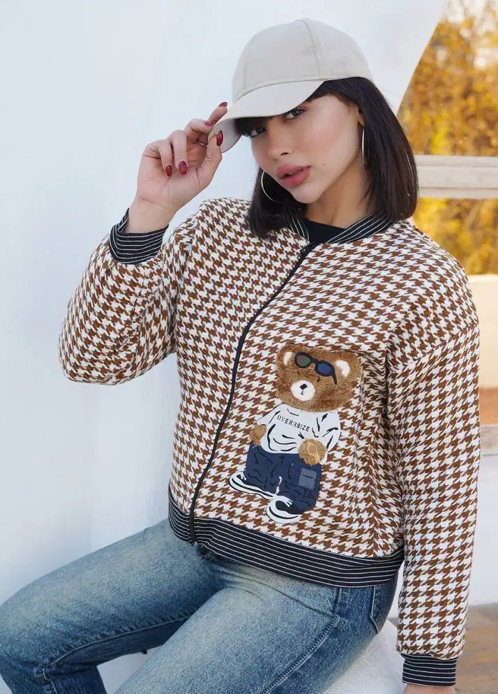 بامبر زنانه طرح تدی-قهوه ای ..درب منزل|لباس|ری, بیبی شهر بانو|دیوار