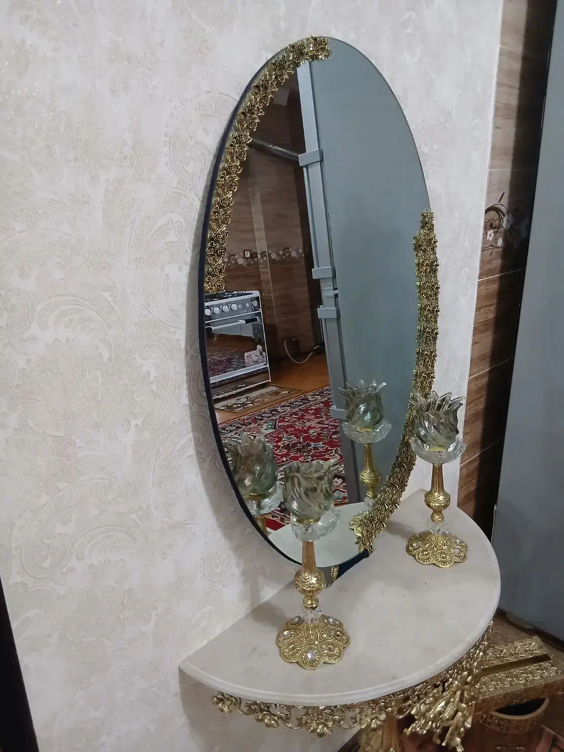 یک عدد اینه شمعدانی|صنایع دستی و سایر لوازم تزئینی|بناب, |دیوار