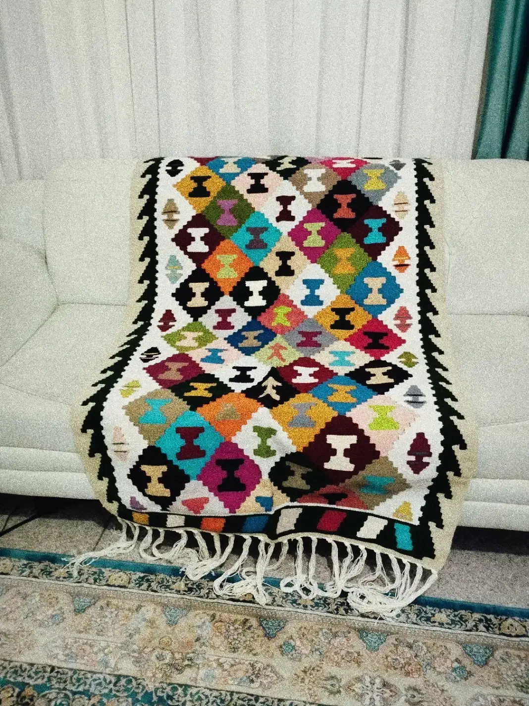 گلیم دستباف ریزبافت اعلا|گلیم، جاجیم، گبه|سنندج, |دیوار