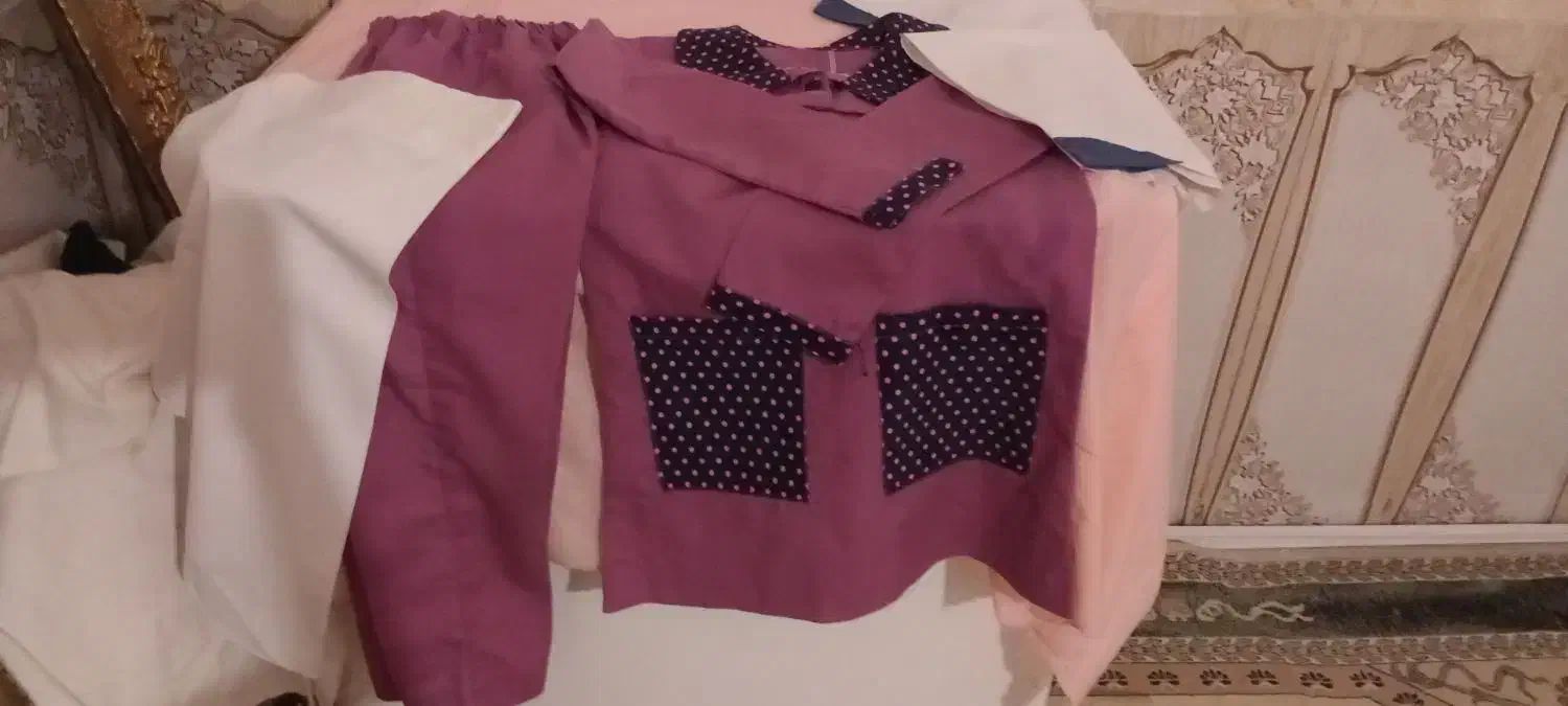 مقنعه سفید وطوسی|کفش و لباس بچه|خرمشهر, |دیوار