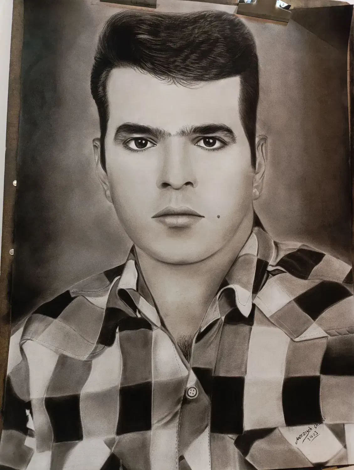 نقاشی چهره طرح های دلخواه روی مقوای مخمل|تابلو، نقاشی، عکس|نجفآباد, گلدشت|دیوار