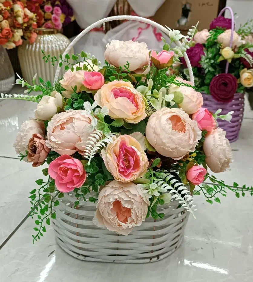 باکس گل مصنوعی سبد حصیری|گل مصنوعی|تبریز, |دیوار