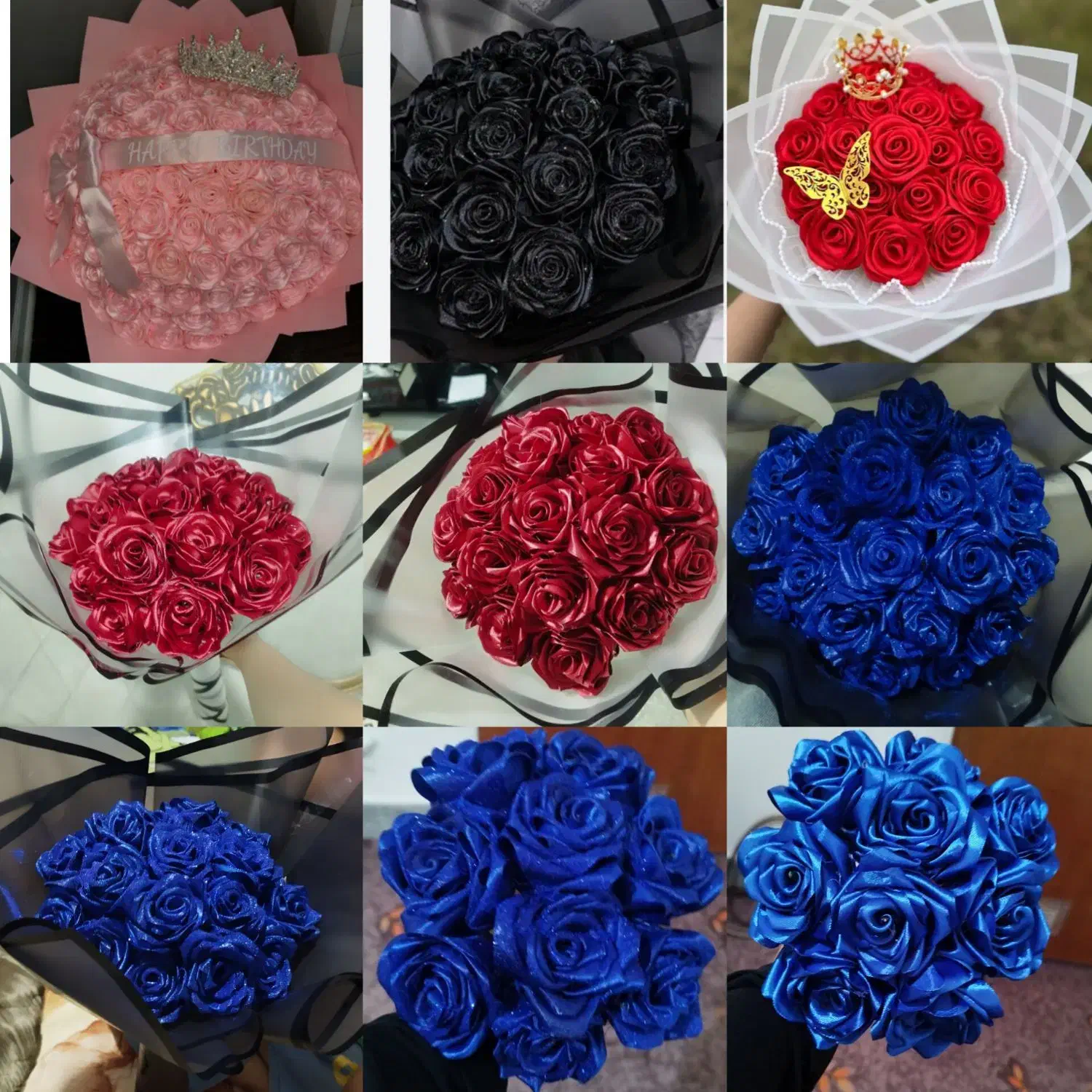 دسته گل روبانی با رنگ و باکس مورد علاقه ی شما|گل مصنوعی|شاهینشهر, عطار|دیوار