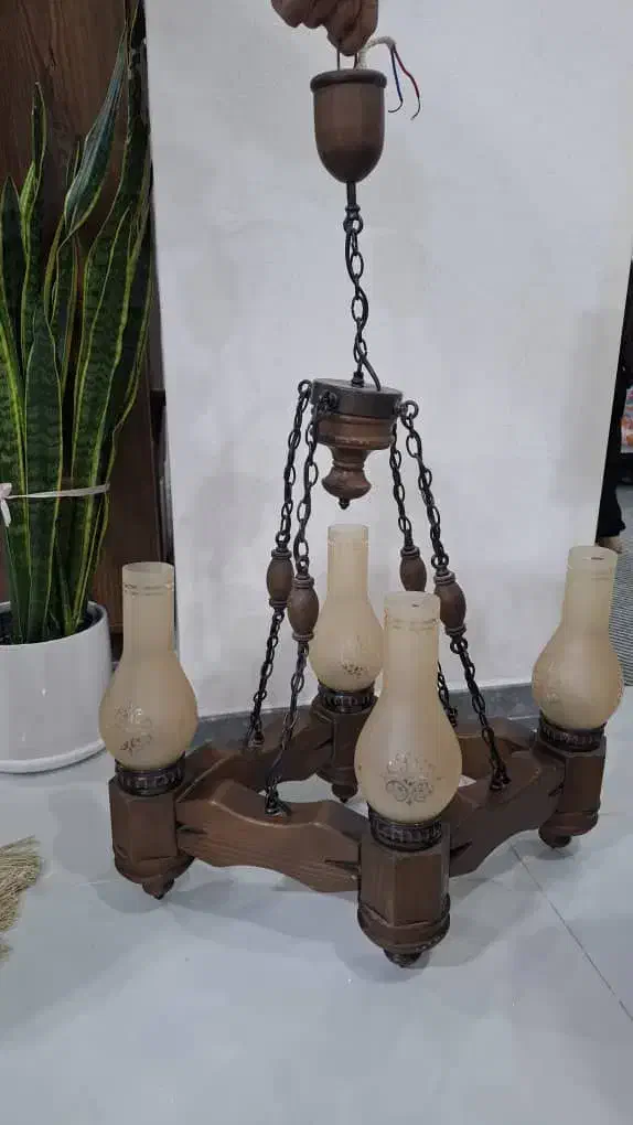 لوستر چوبی شیک و اسپرت|لوستر و چراغ آویز|اندیمشک, |دیوار