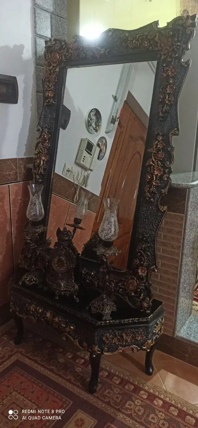 آیینه شمعدان بزرگ وشیک|بوفه، ویترین، کنسول|گنبد کاووس, |دیوار