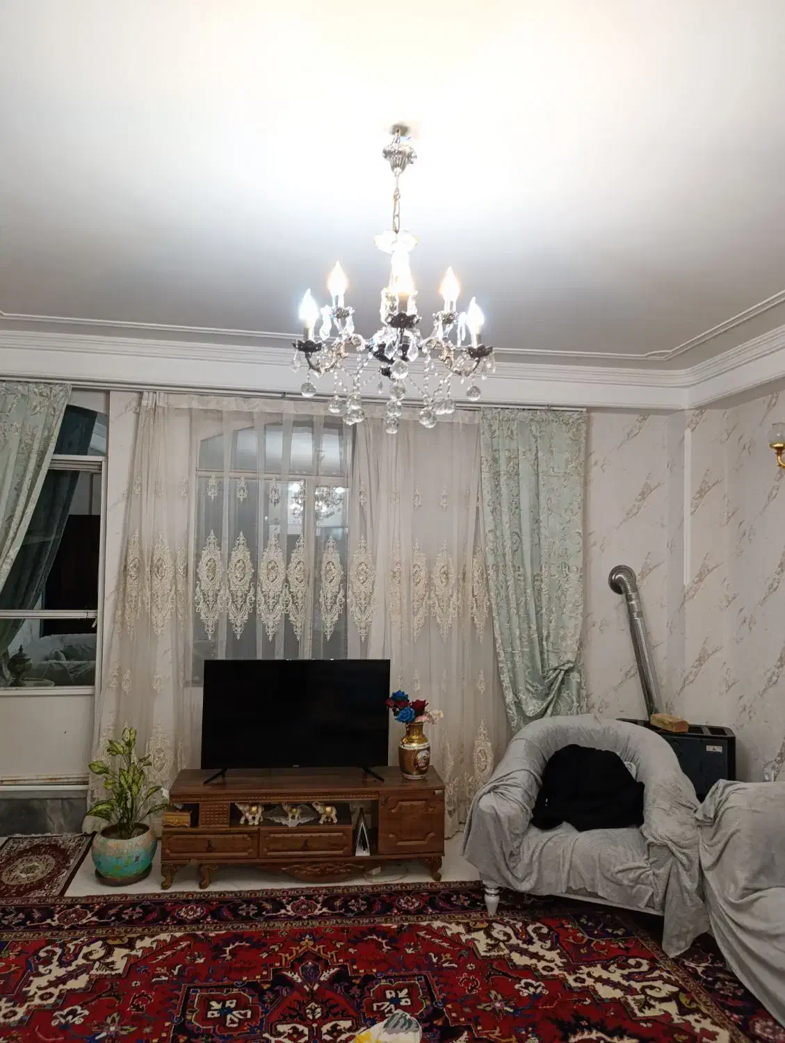 لوستر برنز نقره ای رنگ|لوستر و چراغ آویز|تبریز, |دیوار