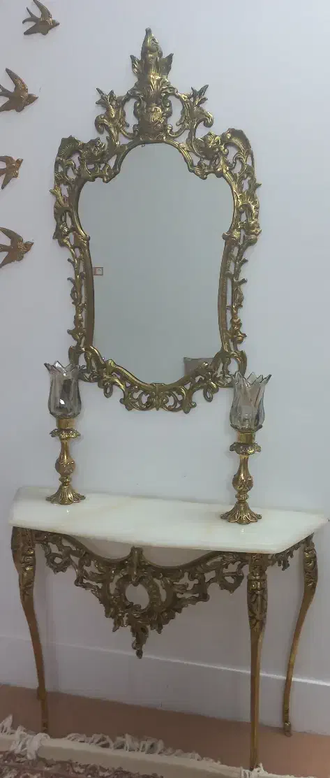 آیینه کنسول برنج|بوفه، ویترین، کنسول|بروجرد, |دیوار