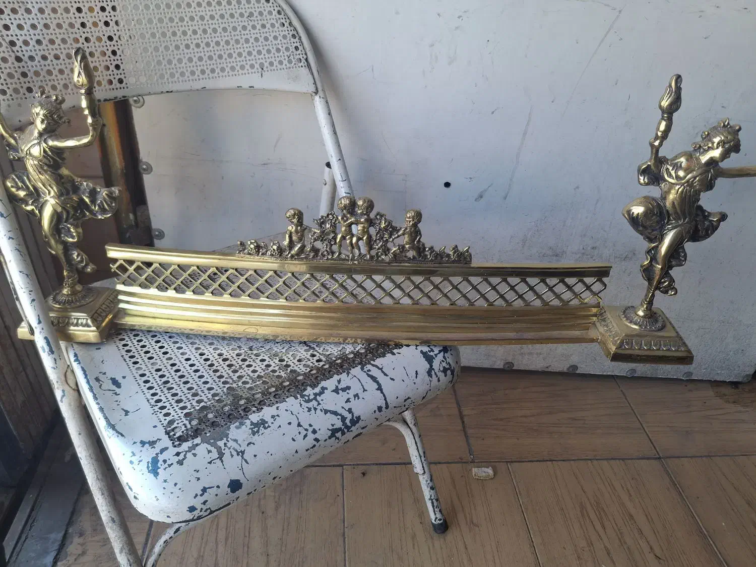 محافظ شومینه برنجی|بخاری، هیتر، شومینه|کرمان, |دیوار