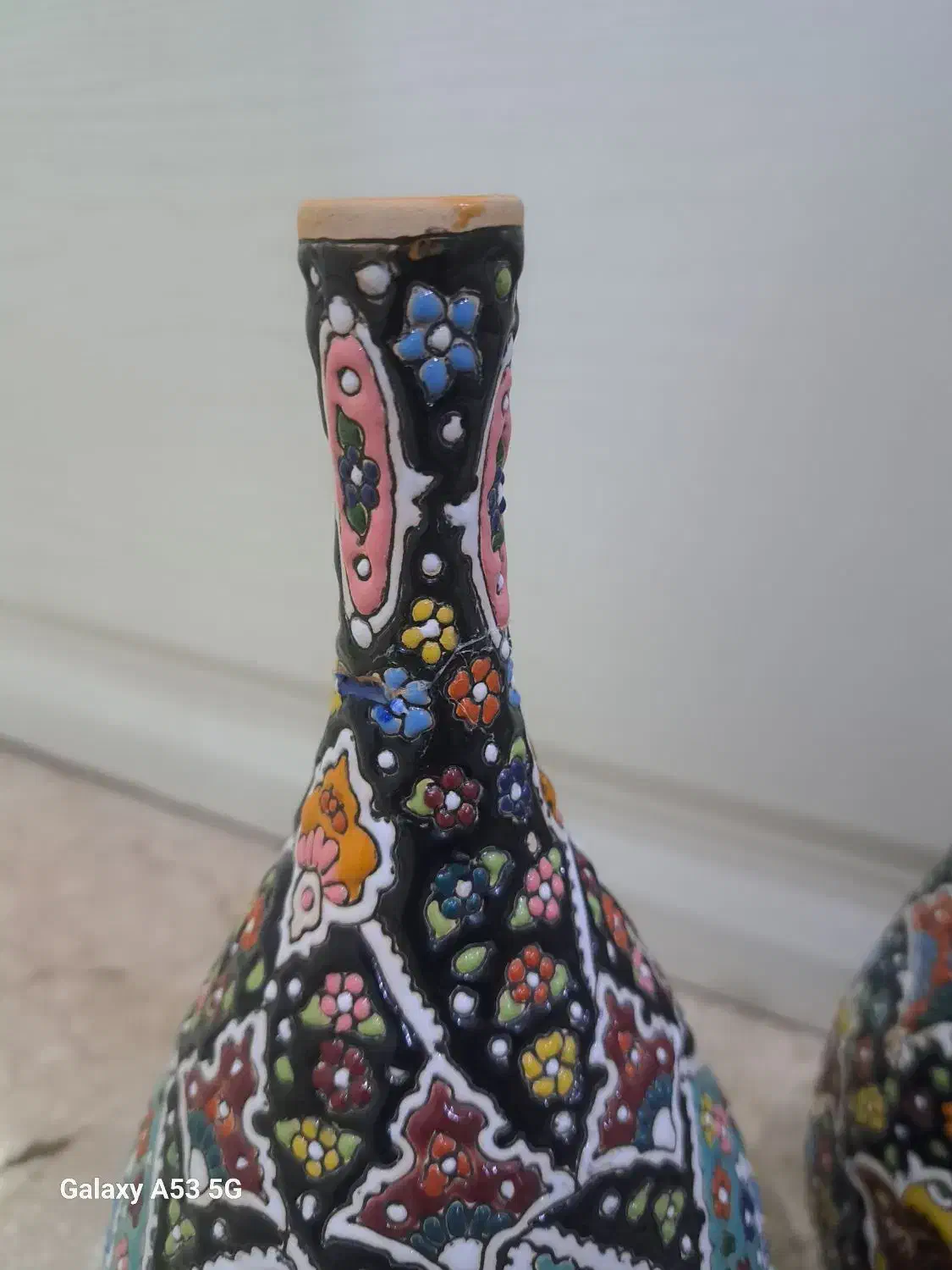 گلدان سفالی میناکاری|صنایع دستی و سایر لوازم تزئینی|تهران, علم و صنعت|دیوار