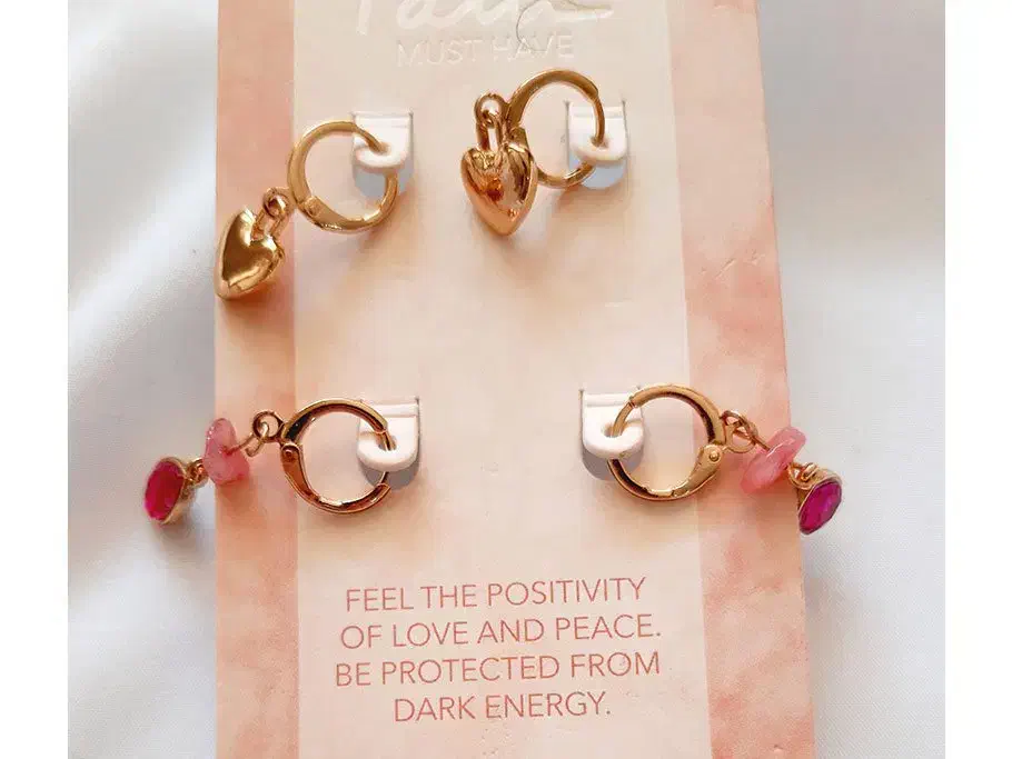 گوشواره حلقه ای آویزدار دوتایی عقیق صورتی/ارغوانی|بدلیجات|خرم‌آباد, |دیوار