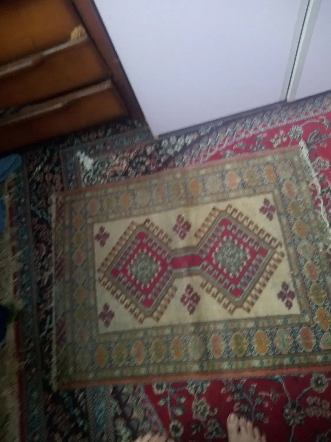 قالیچه دست بافت قدیمی ابعاد 95در 75 سالم وزیبا|فرش|رشت, جماران|دیوار